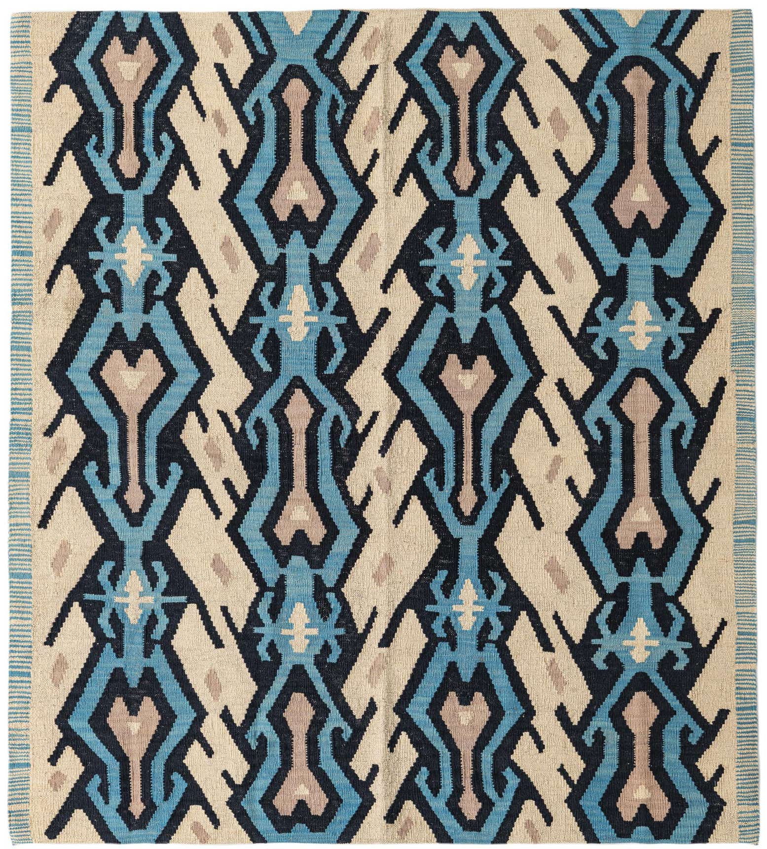 5' 6 x 6' 1 Hand Woven Kilim Modern Wool Rug