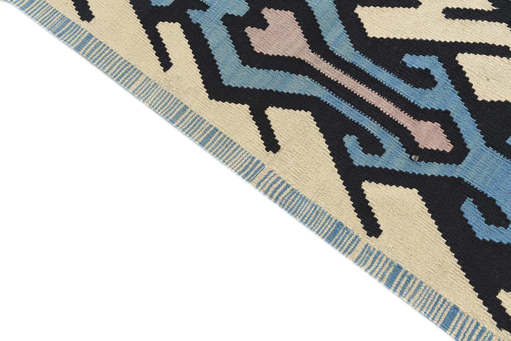 6' 2 x 8' Hand Woven Kilim Modern Wool Rug