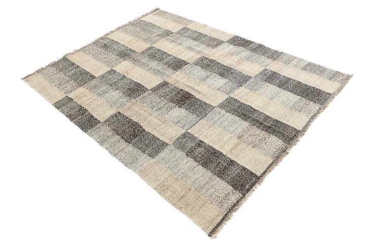 Detail image of 4' 10 x 6' 4 Hand Woven Kilim Modern Wool Rug