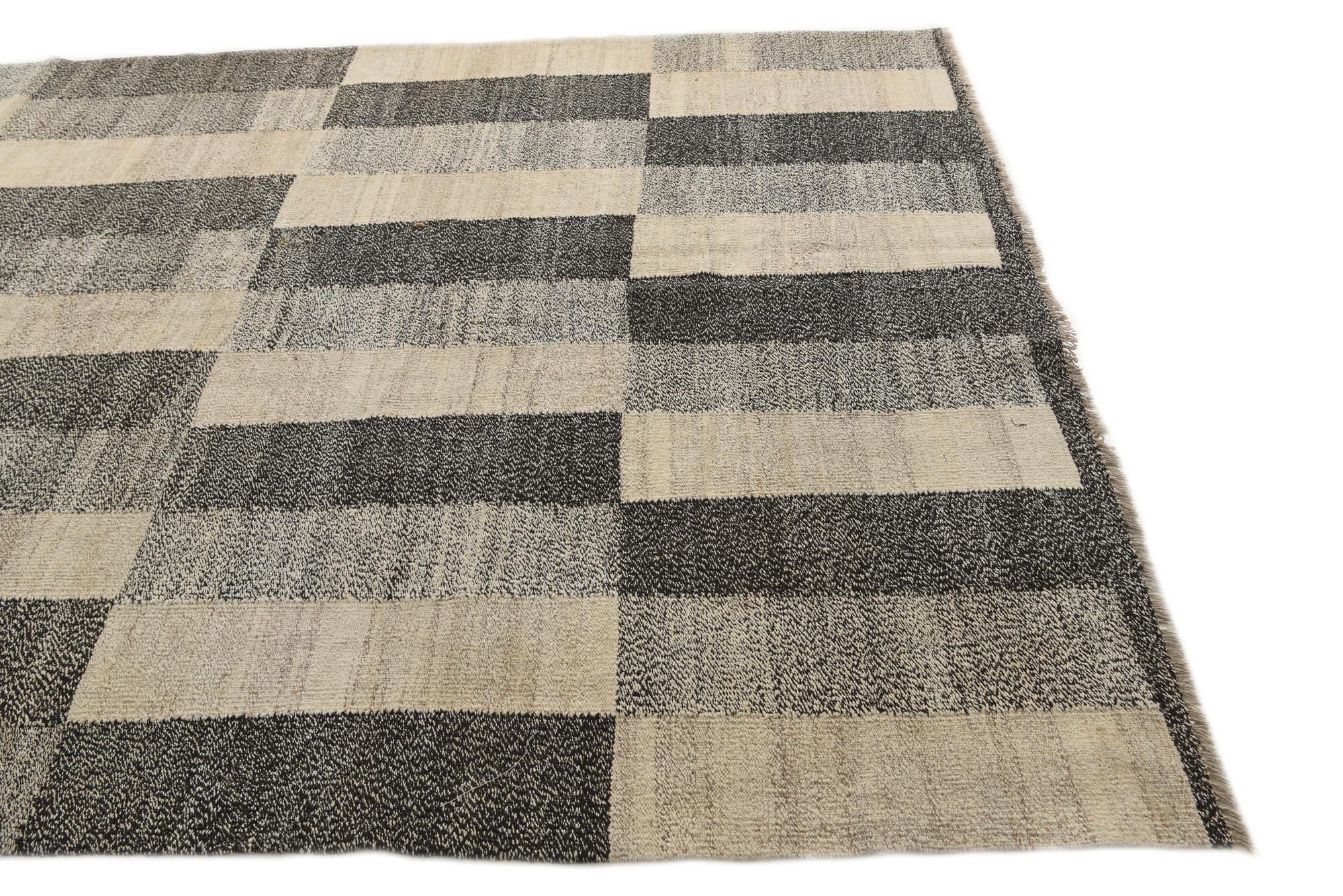 6' 8 x 9' 10 Hand Woven Kilim Modern Wool Rug