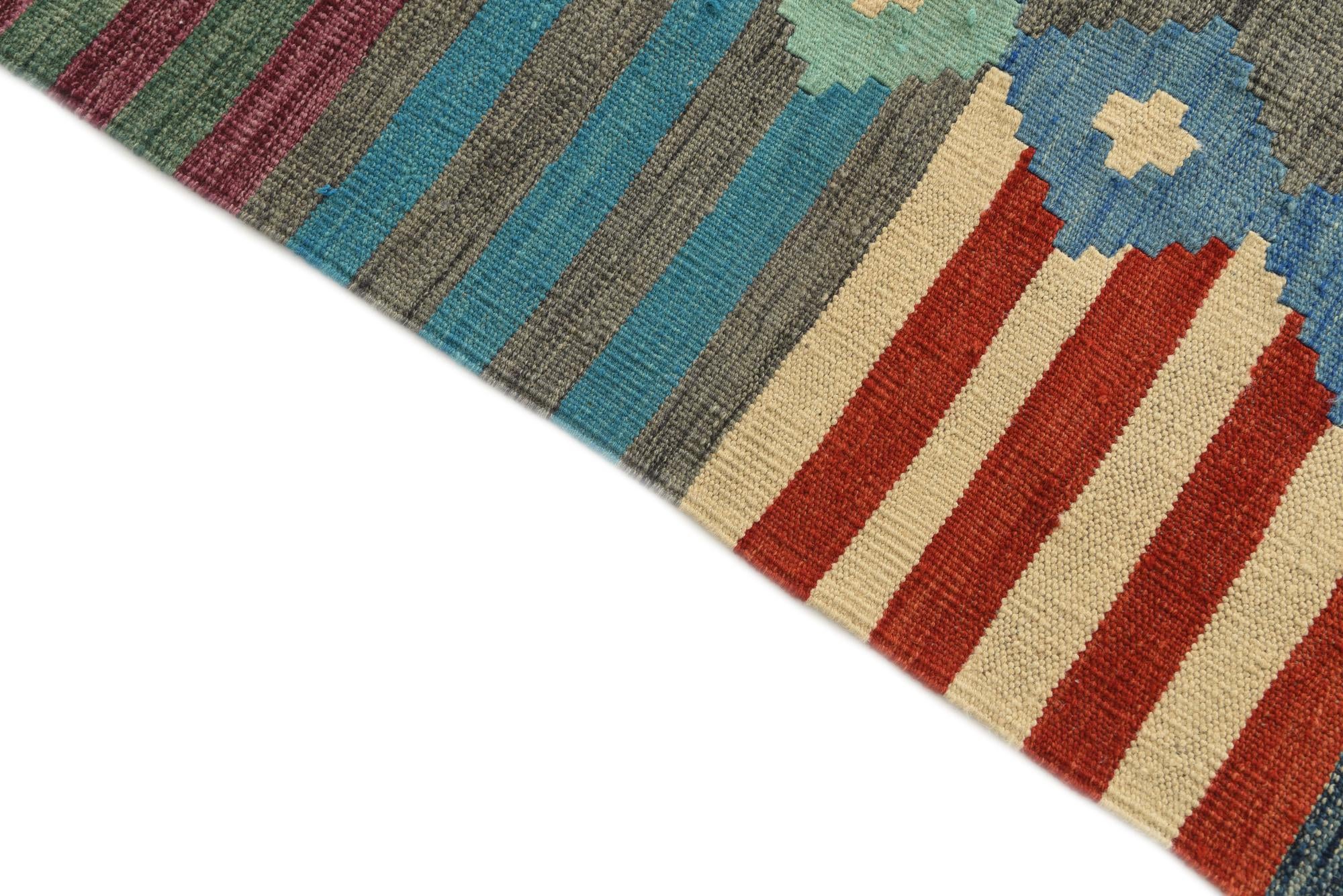 6' 7 x 9' 7 Hand Woven Kilim Modern Wool Rug