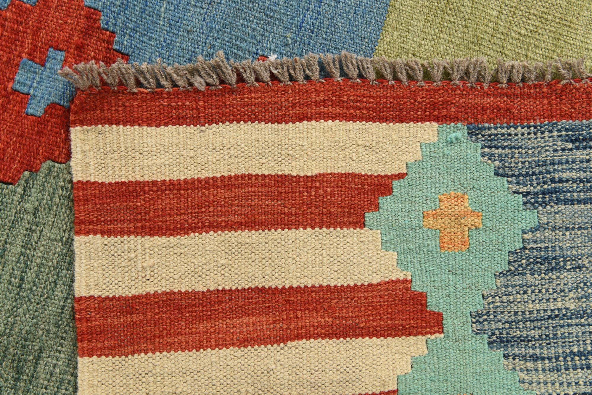 6' 7 x 9' 7 Hand Woven Kilim Modern Wool Rug