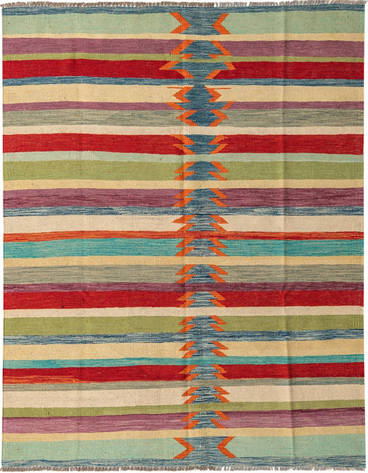 Detail image of 5' 5 x 8' 2 Hand Woven Kilim Modern Wool Rug