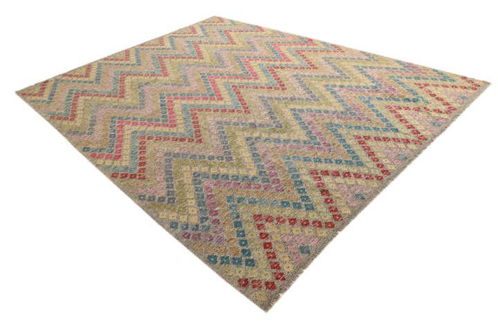 8' 10 x 11' Hand Woven Kilim Modern Wool Rug