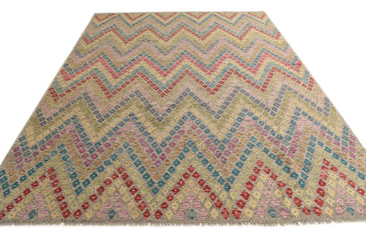 Detail image of 8' 10 x 11' Hand Woven Kilim Modern Wool Rug