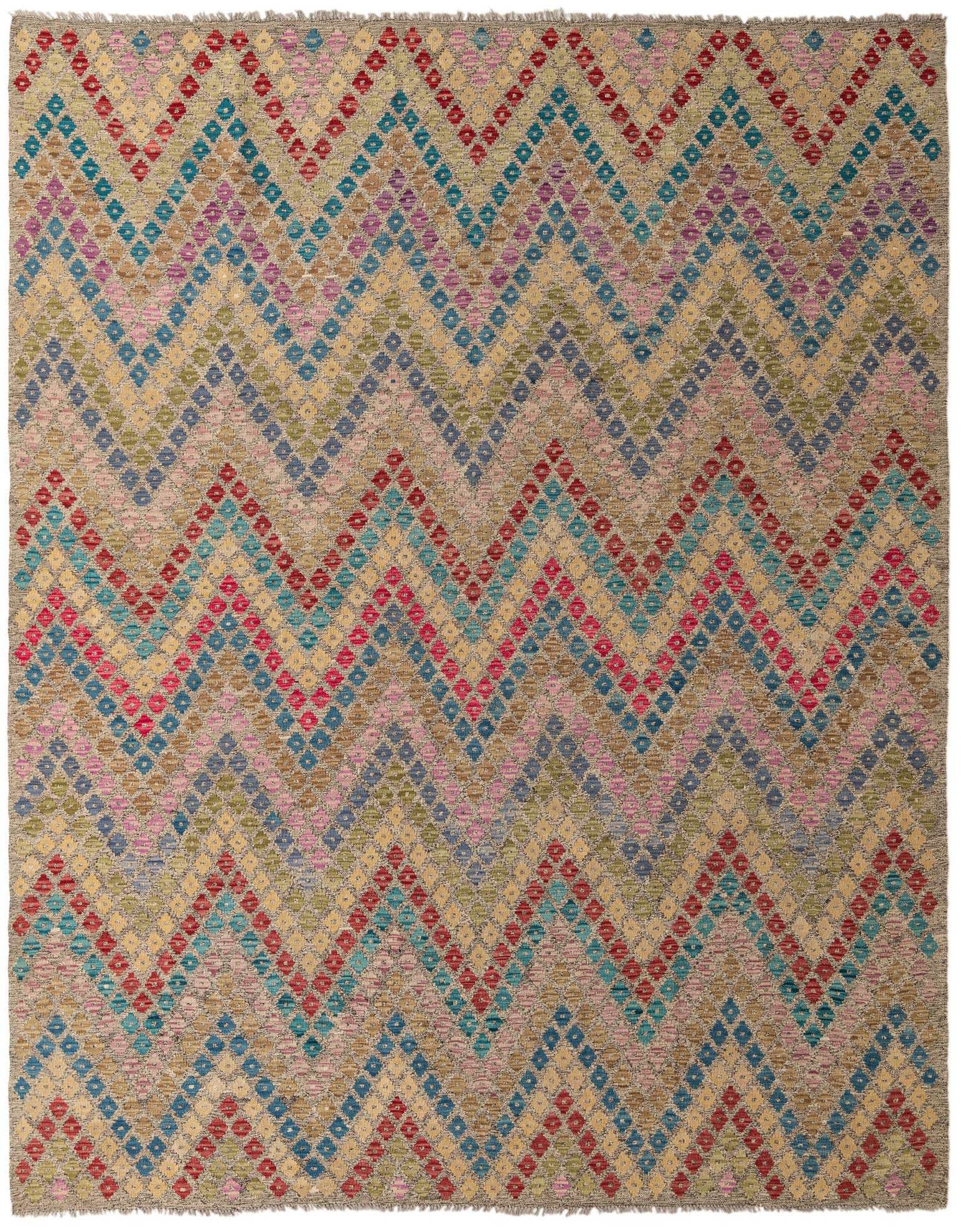 8' 10 x 11' Hand Woven Kilim Modern Wool Rug