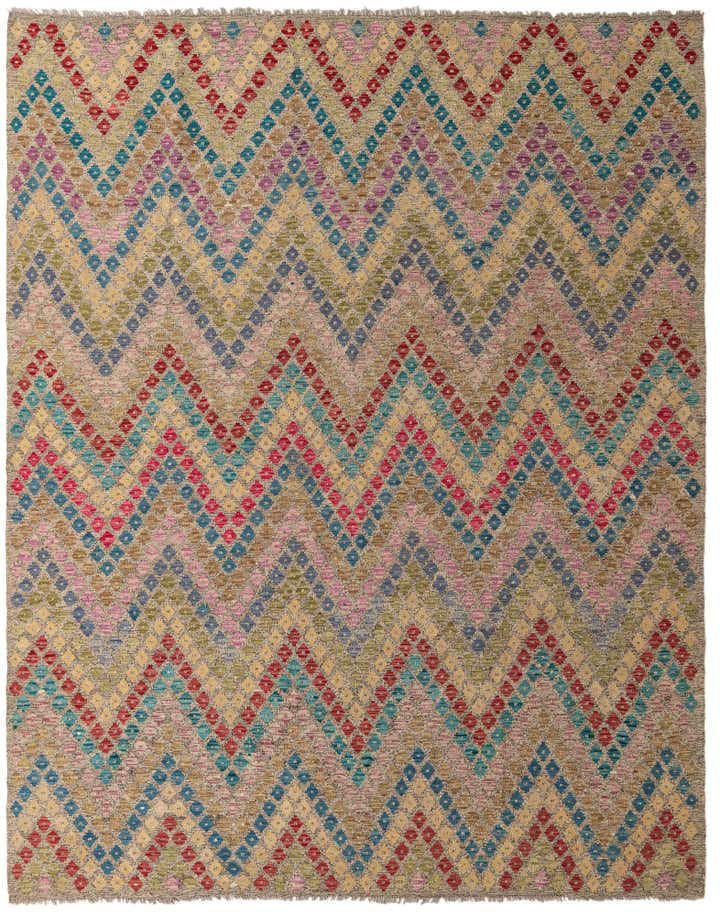 8' 10 x 11' Hand Woven Kilim Modern Wool Rug