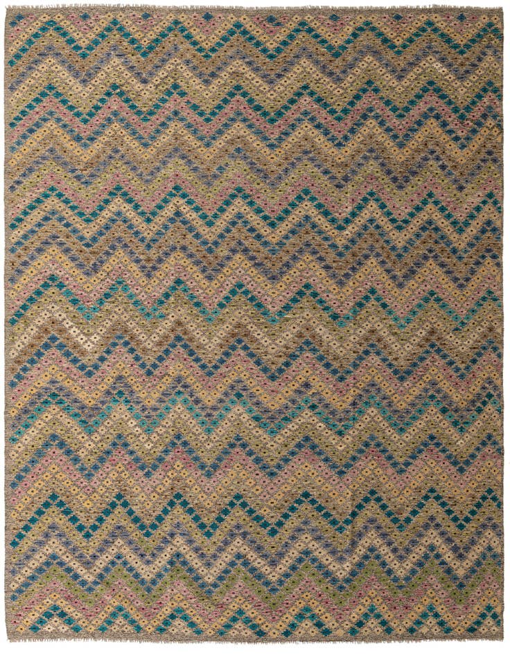 Detail image of 10' 4 x 12' 10 Hand Woven Kilim Modern Wool Rug