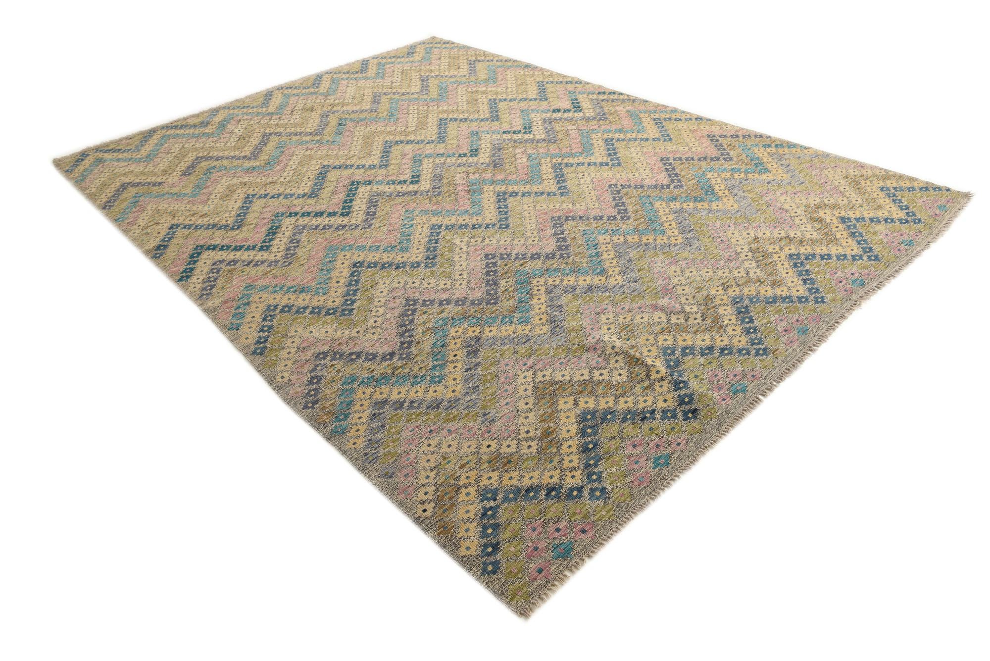 8' 4 x 11' 3 Hand Woven Kilim Modern Wool Rug