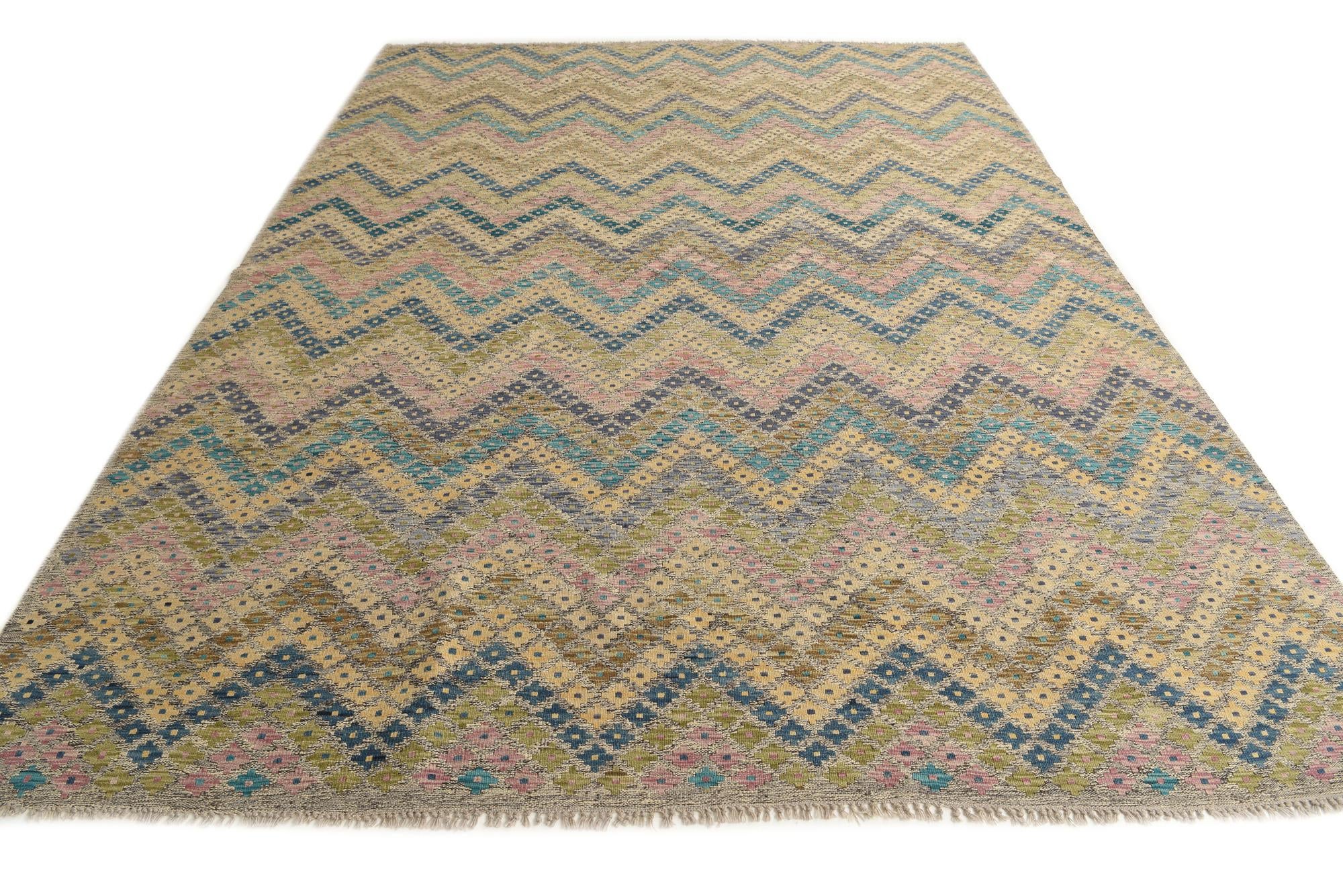 8' 4 x 11' 3 Hand Woven Kilim Modern Wool Rug