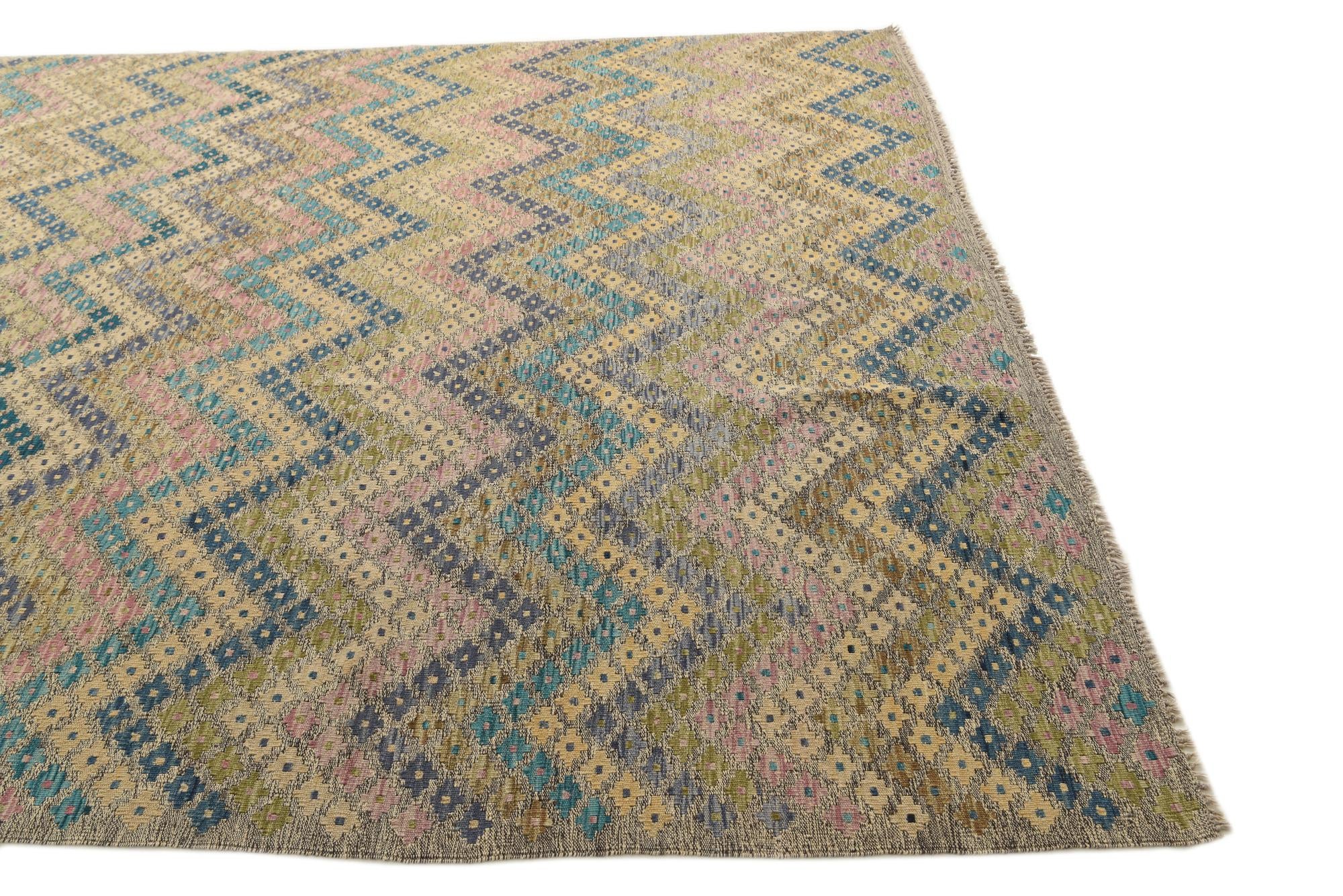 8' 4 x 11' 3 Hand Woven Kilim Modern Wool Rug