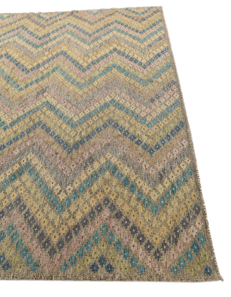 Detail image of 8' 8 x 9' 9  Hand Woven Kilim Modern Wool Rug