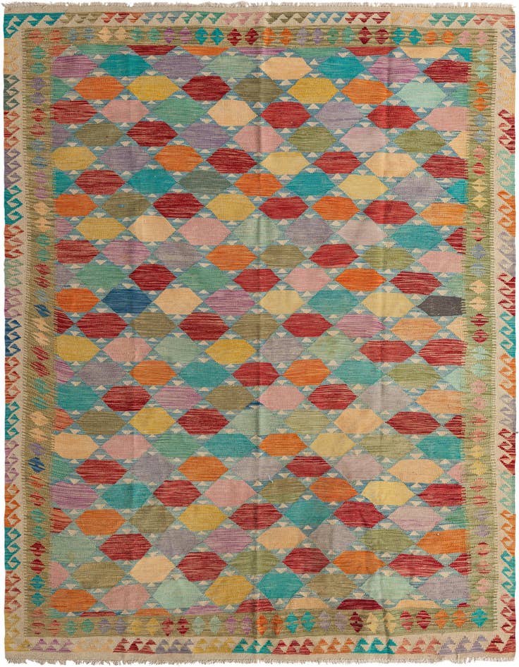 Detail image of 6' 8 x 9' 9 Hand Woven Kilim Modern Wool Rug