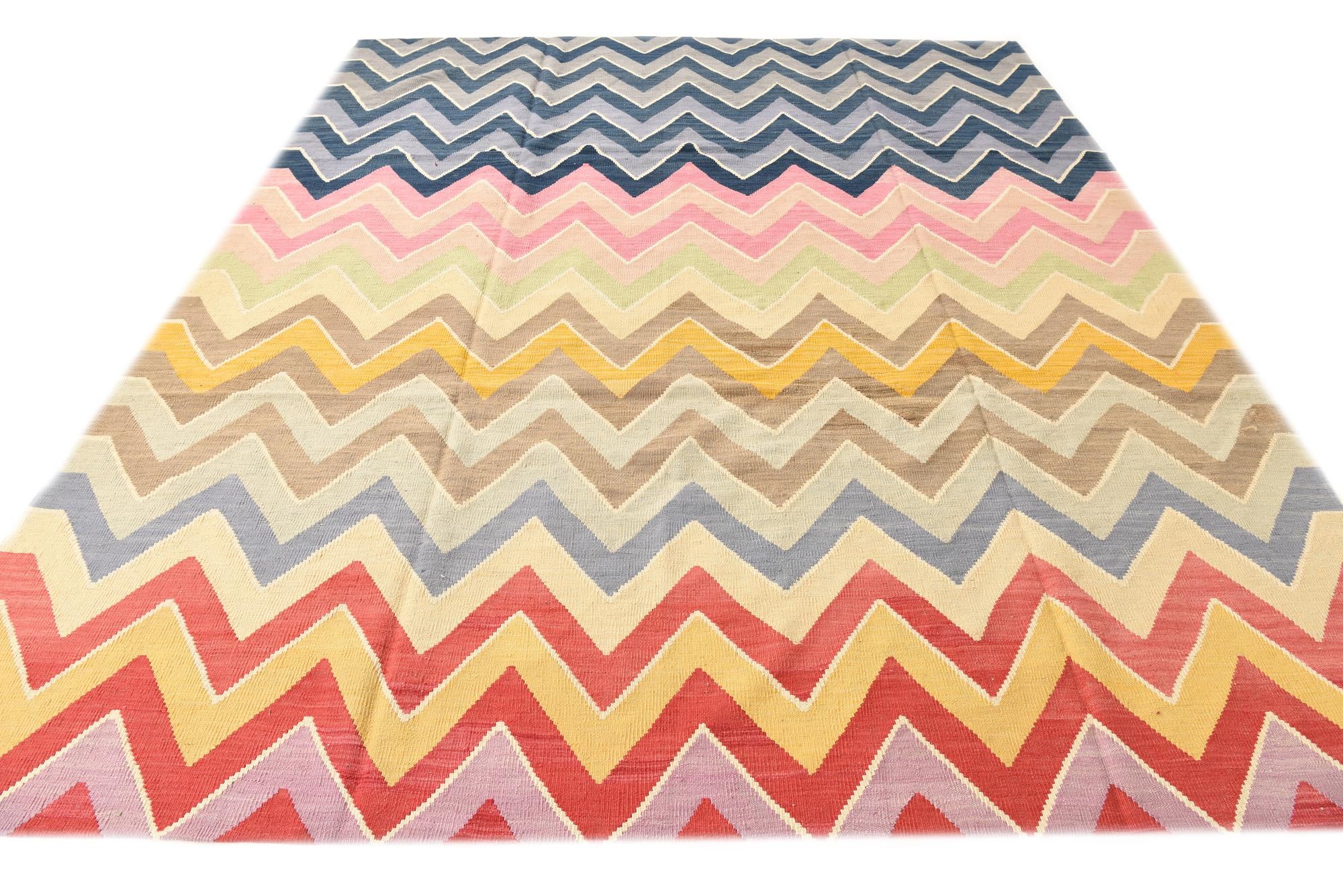 8' 7 x 10' 2 Hand Woven Kilim Modern Wool Rug