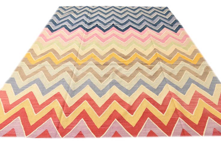 Detail image of 8' 7 x 10' 2 Hand Woven Kilim Modern Wool Rug