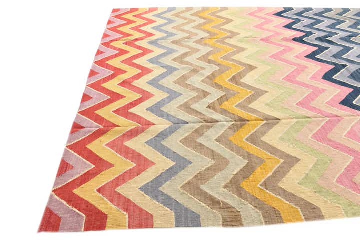 8' 7 x 10' 2 Hand Woven Kilim Modern Wool Rug