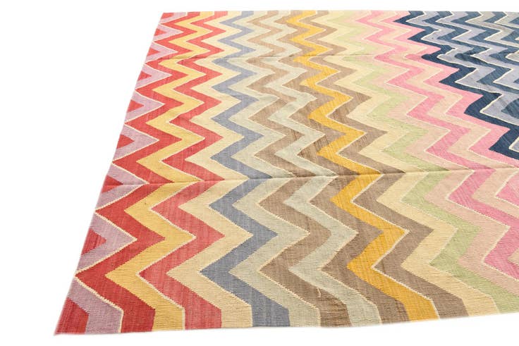 Detail image of 8' 7 x 10' 2 Hand Woven Kilim Modern Wool Rug