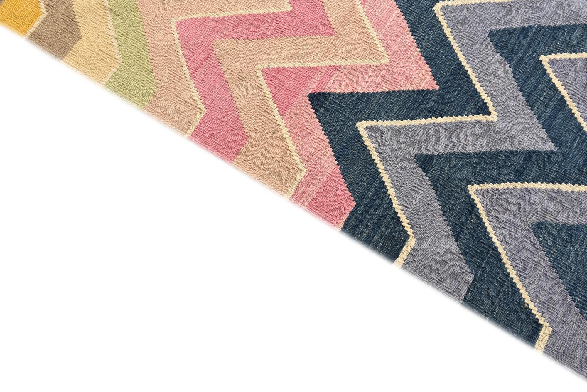 8' 7 x 10' 2 Hand Woven Kilim Modern Wool Rug