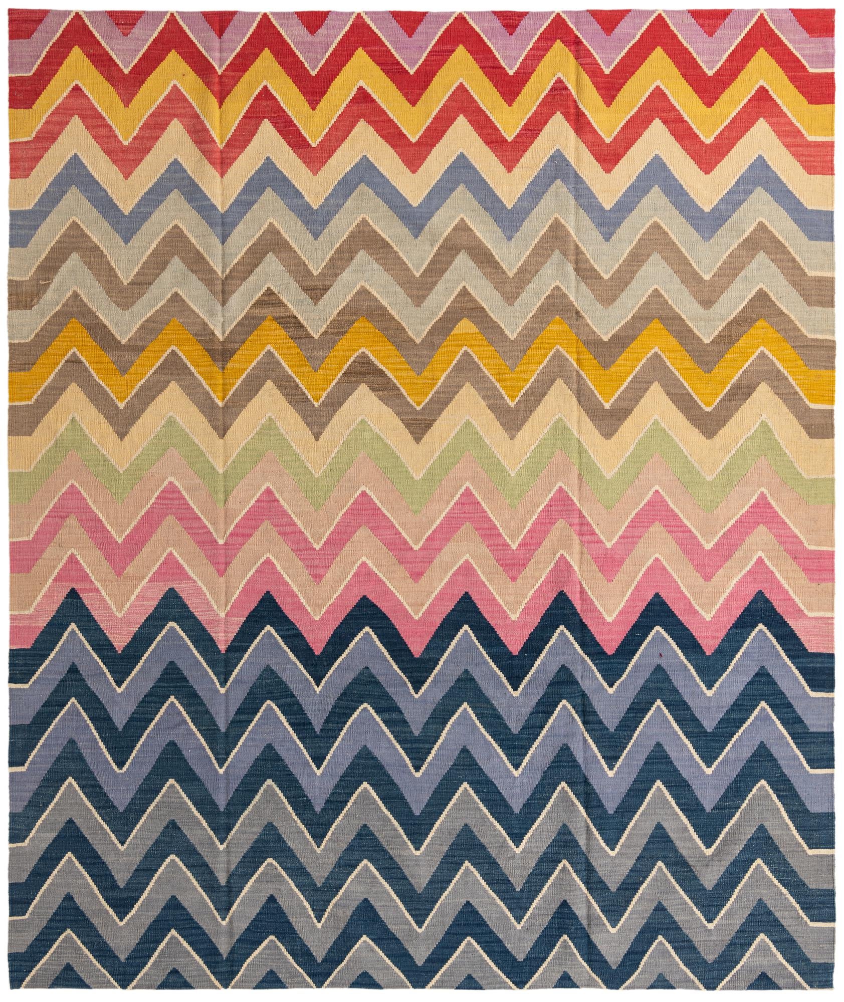 8' 7 x 10' 2 Hand Woven Kilim Modern Wool Rug
