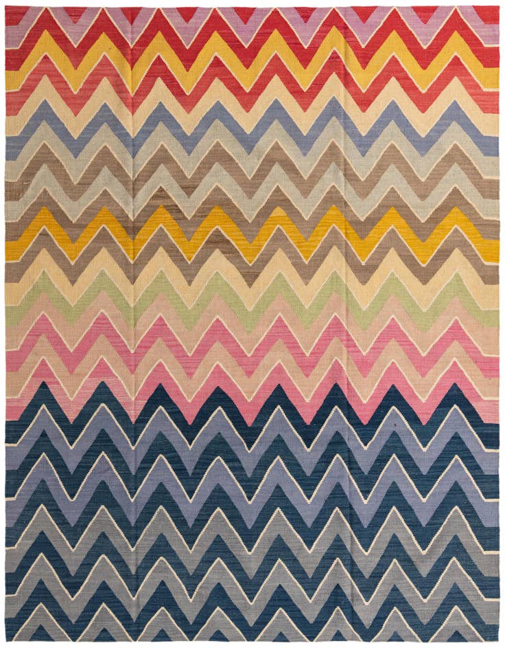 Detail image of 8' 7 x 10' 2 Hand Woven Kilim Modern Wool Rug