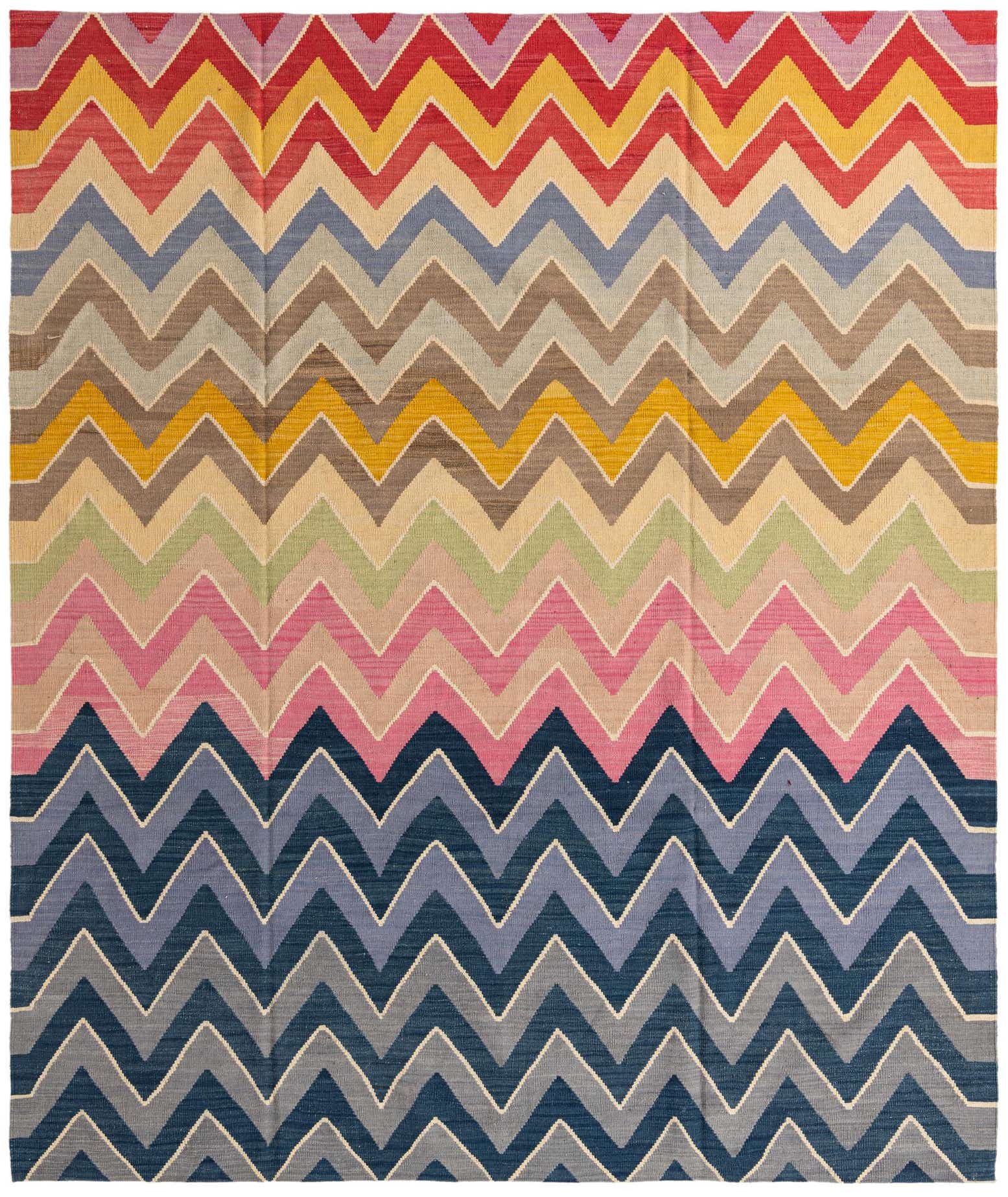 8' 7 x 10' 2 Hand Woven Kilim Modern Wool Rug