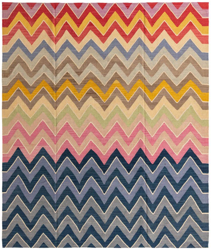 Detail image of 8' 7 x 10' 2 Hand Woven Kilim Modern Wool Rug