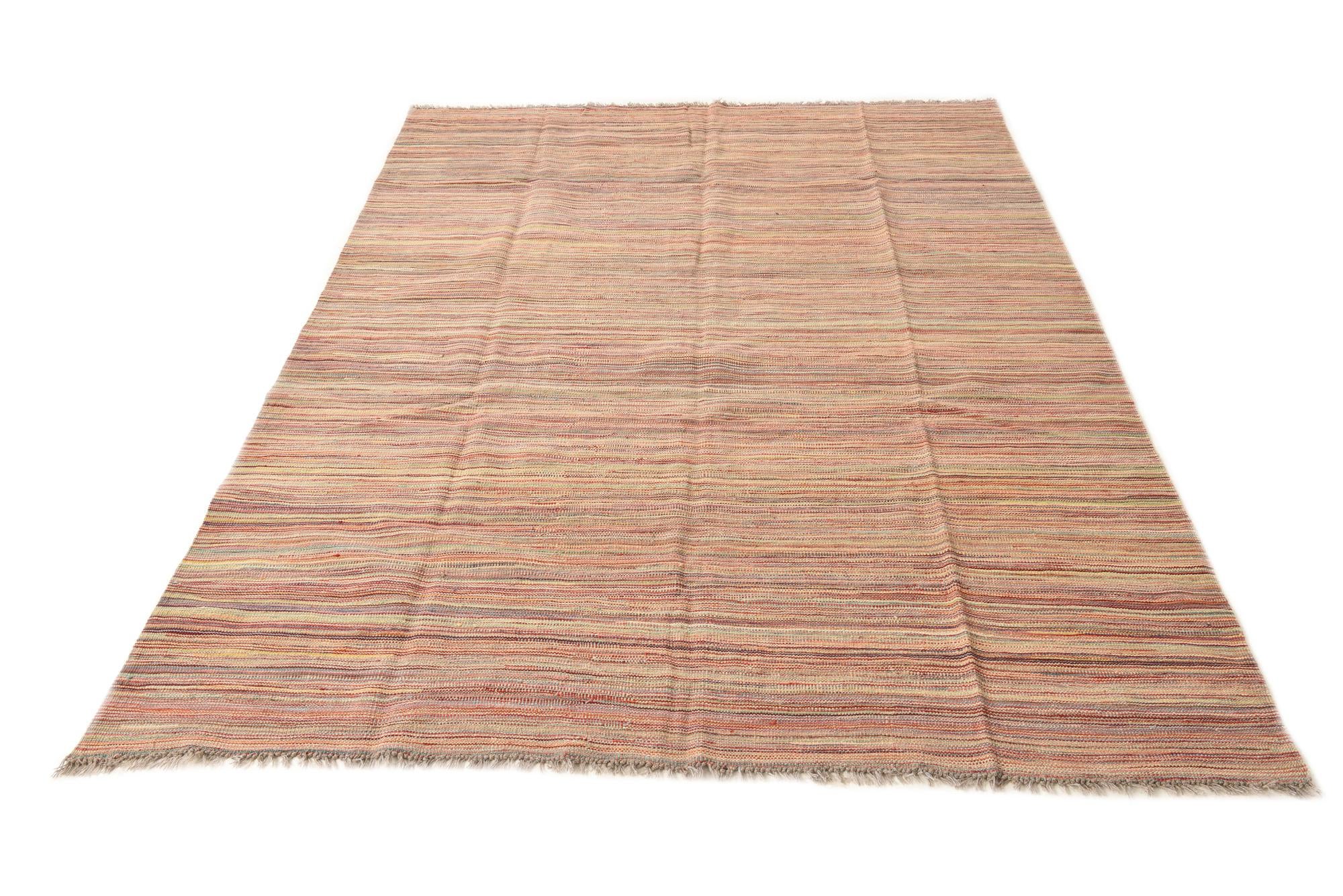 5' 9 x 8' 1 Hand Woven Kilim Modern Wool Rug