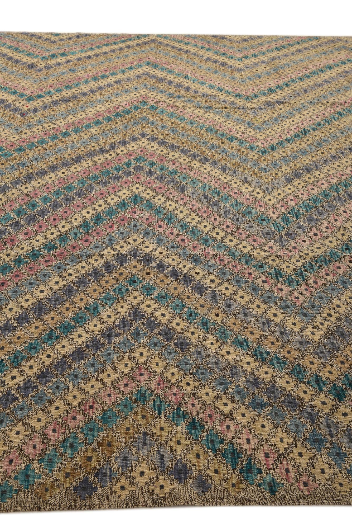 9' 4 x 13' Hand Woven Kilim Modern Wool Rug