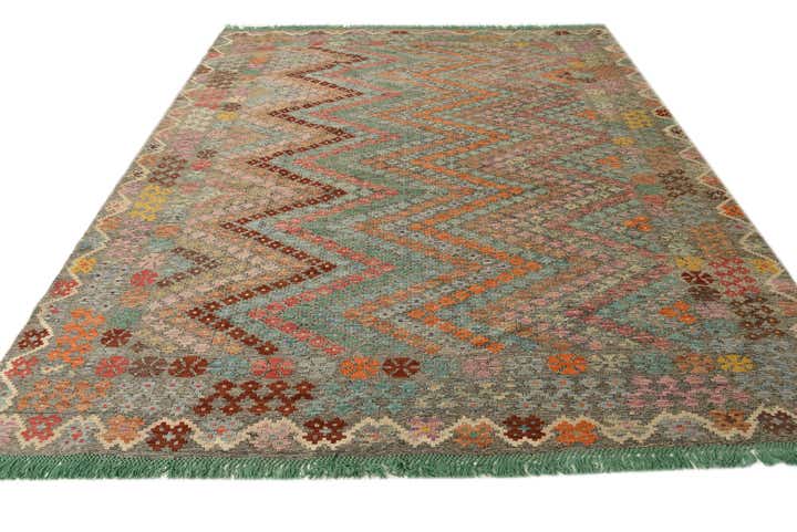 9' x 10' 4 Hand Woven Kilim Modern Wool Rug