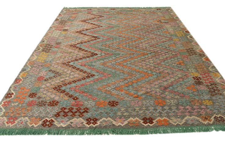 Detail image of 9' x 10' 4 Hand Woven Kilim Modern Wool Rug