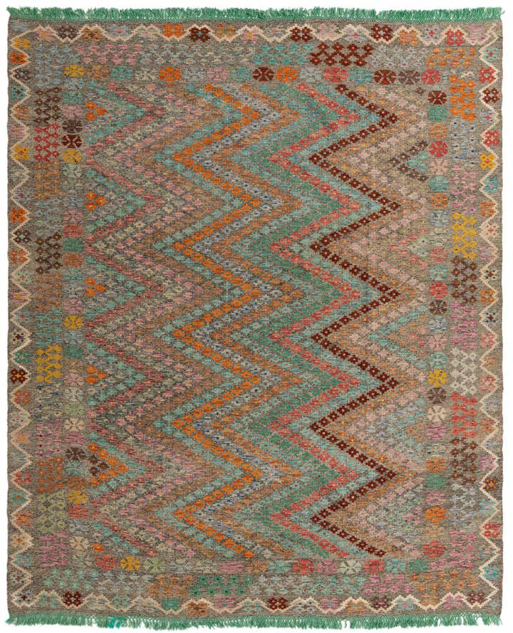 9' x 10' 4 Hand Woven Kilim Modern Wool Rug