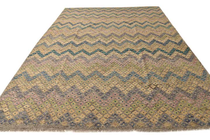 8' 7 x 11' 3 Hand Woven Kilim Modern Wool Rug