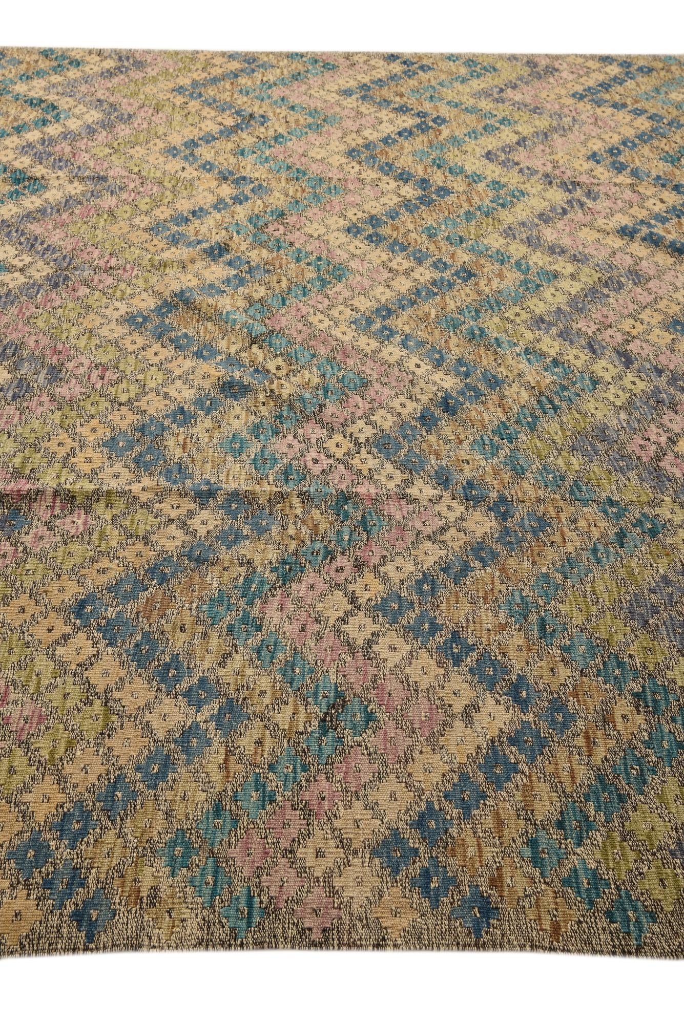 8' 9 x 11' 1 Hand Woven Kilim Modern Wool Rug