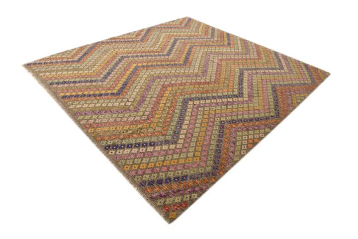 8' 9 x 9' 10 Hand Woven Kilim Modern Wool Rug