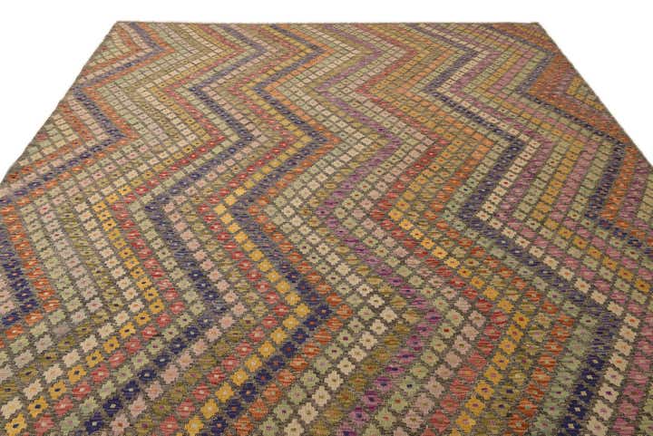 8' 9 x 9' 10 Hand Woven Kilim Modern Wool Rug