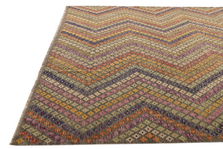 Detail image of 8' 9 x 9' 10 Hand Woven Kilim Modern Wool Rug