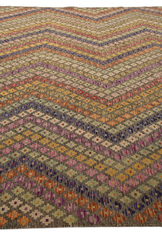 8' 9 x 9' 10 Hand Woven Kilim Modern Wool Rug