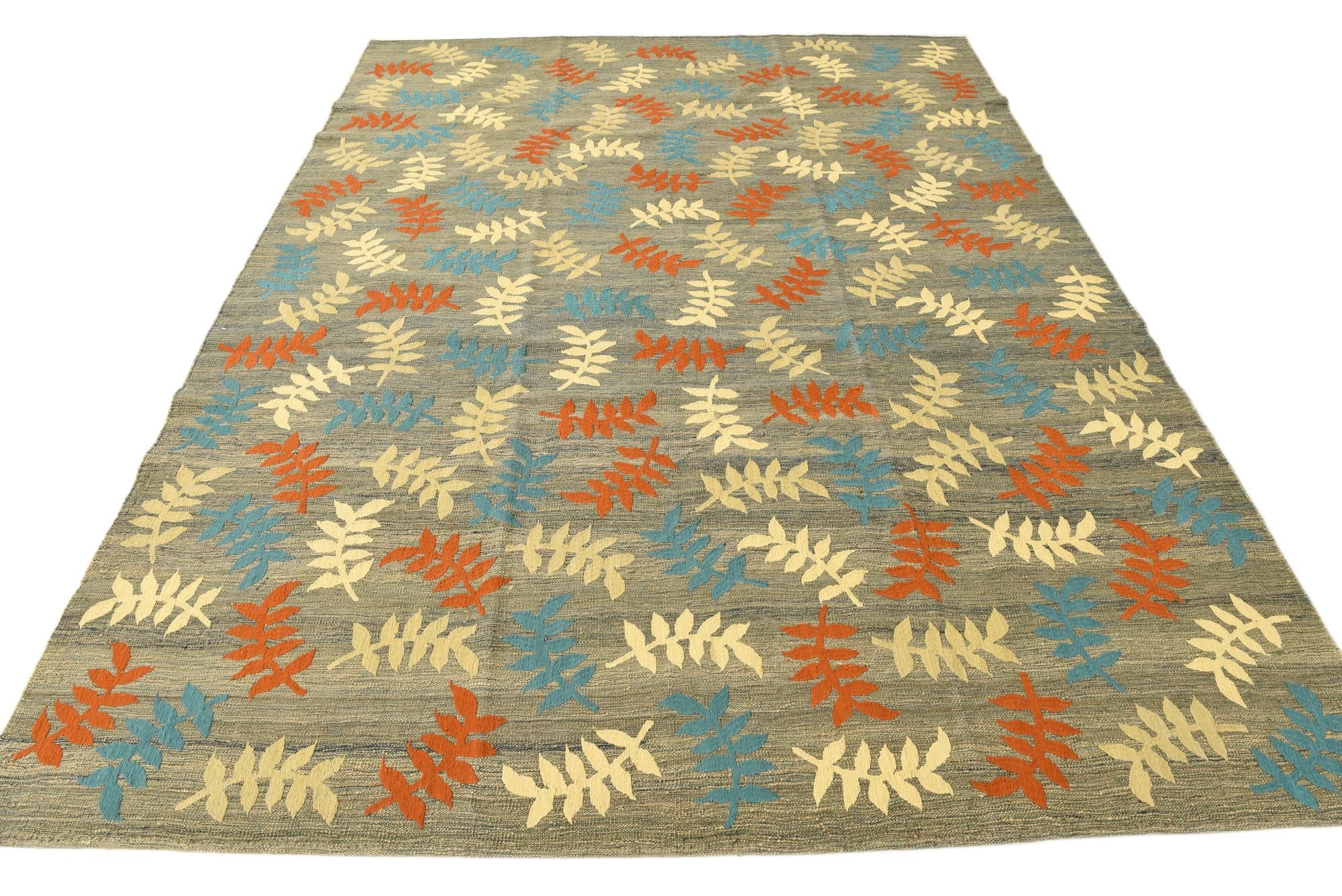 7' 2 x 9' 9 Hand Woven Kilim Modern Rug