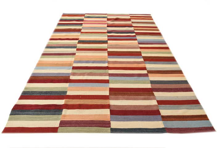 6' 5 x 9' 8 Hand Woven Kilim Modern Wool Rug