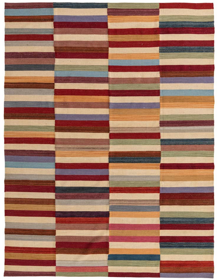 Detail image of 6' 5 x 9' 8 Hand Woven Kilim Modern Wool Rug