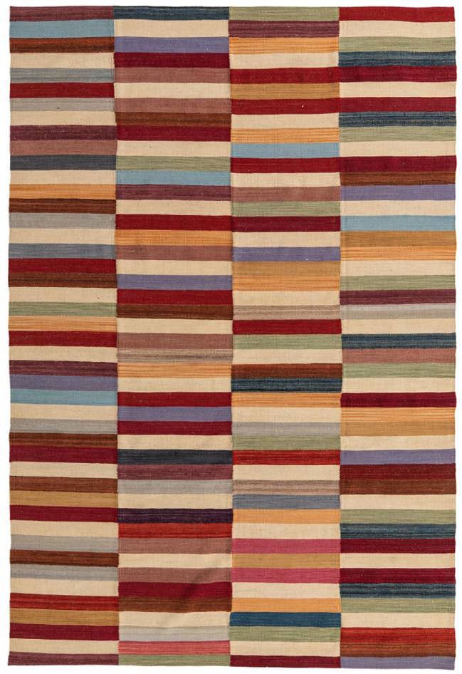 Detail image of 6' 5 x 9' 8 Hand Woven Kilim Modern Wool Rug
