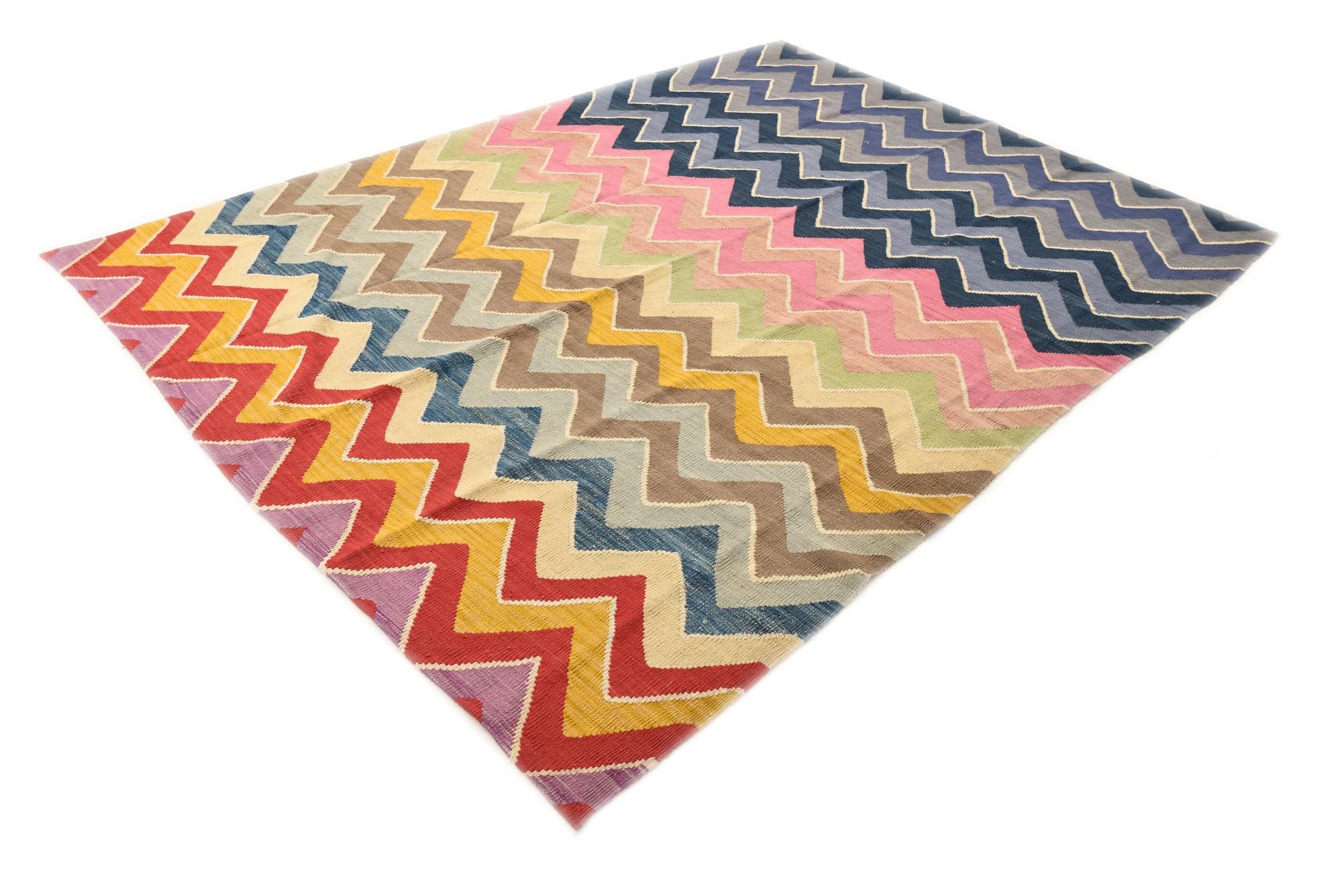 7' x 9' 8 Hand Woven Kilim Modern Wool Rug