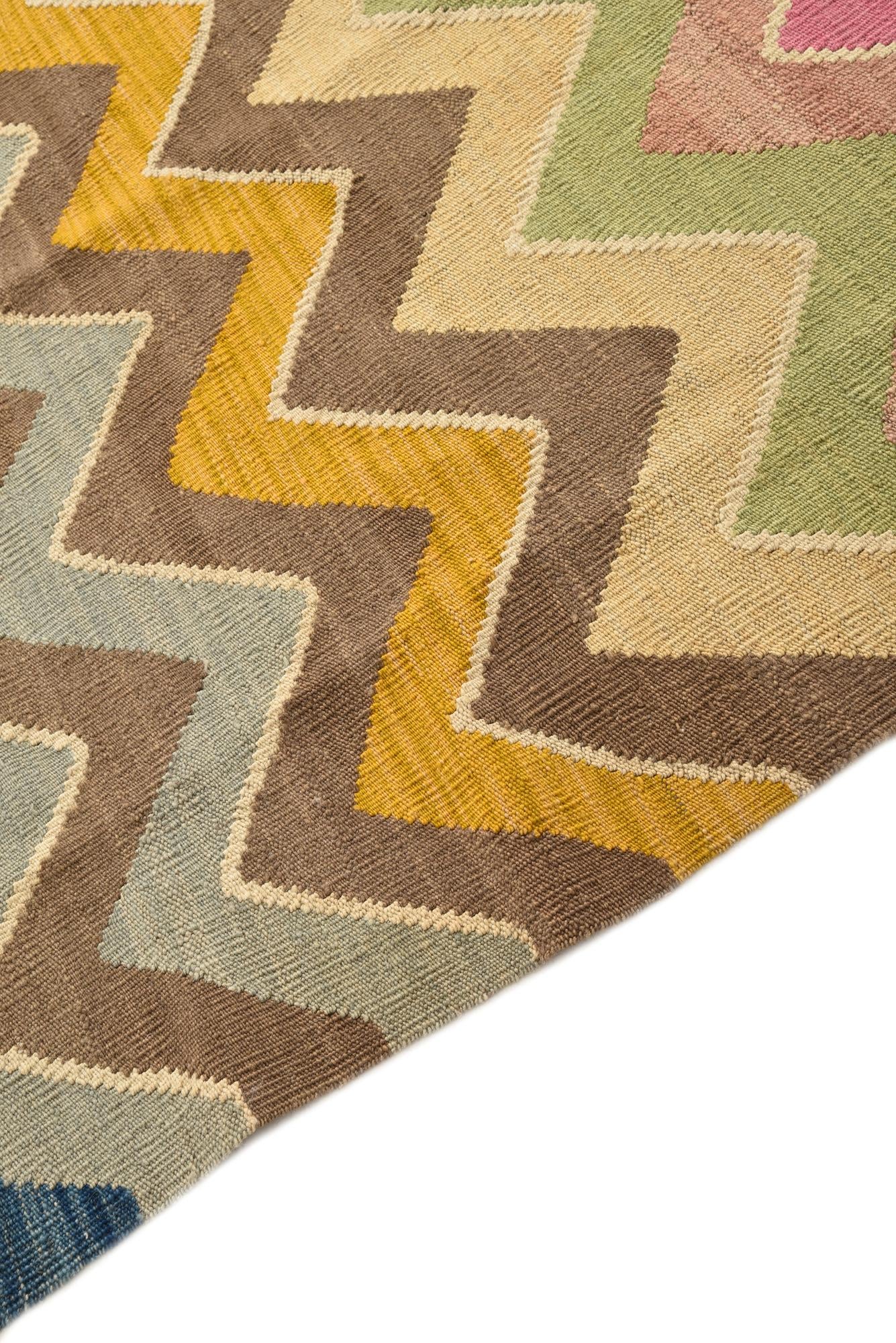 7' x 9' 8 Hand Woven Kilim Modern Wool Rug