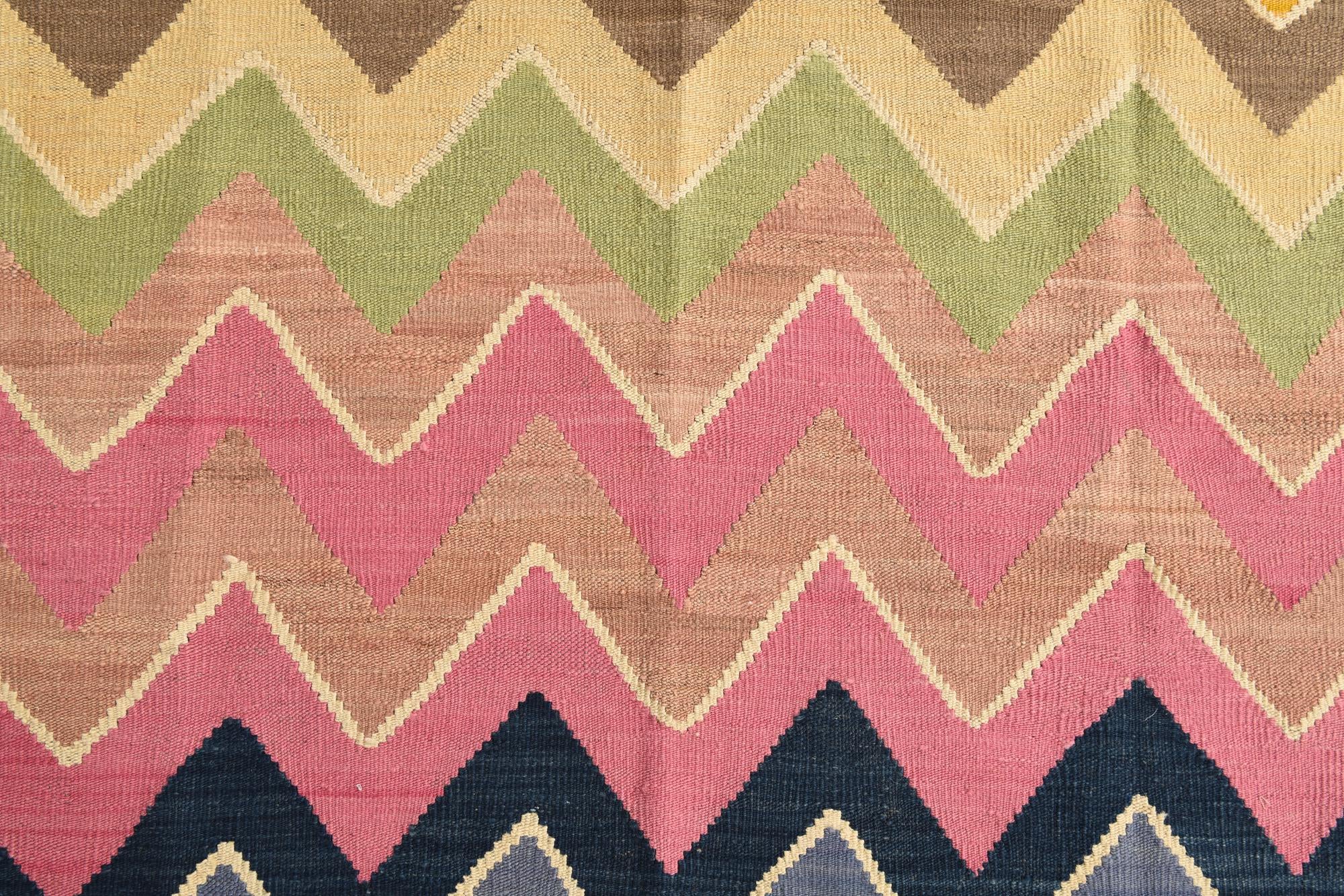 7' x 9' 8 Hand Woven Kilim Modern Wool Rug