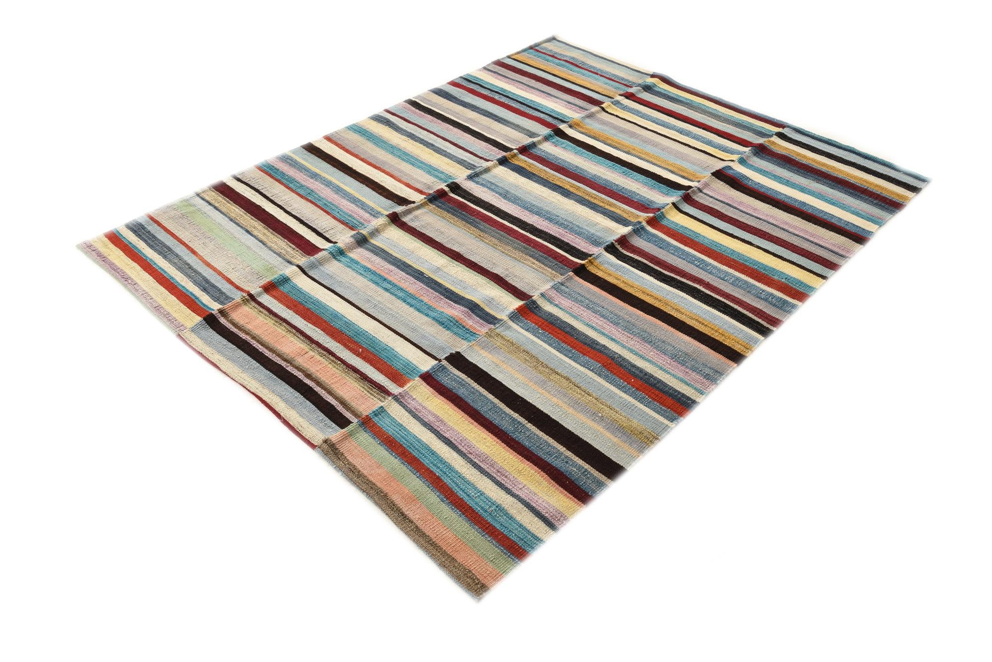 4' 9 x 6' 4 Hand Woven Kilim Modern Wool Rug
