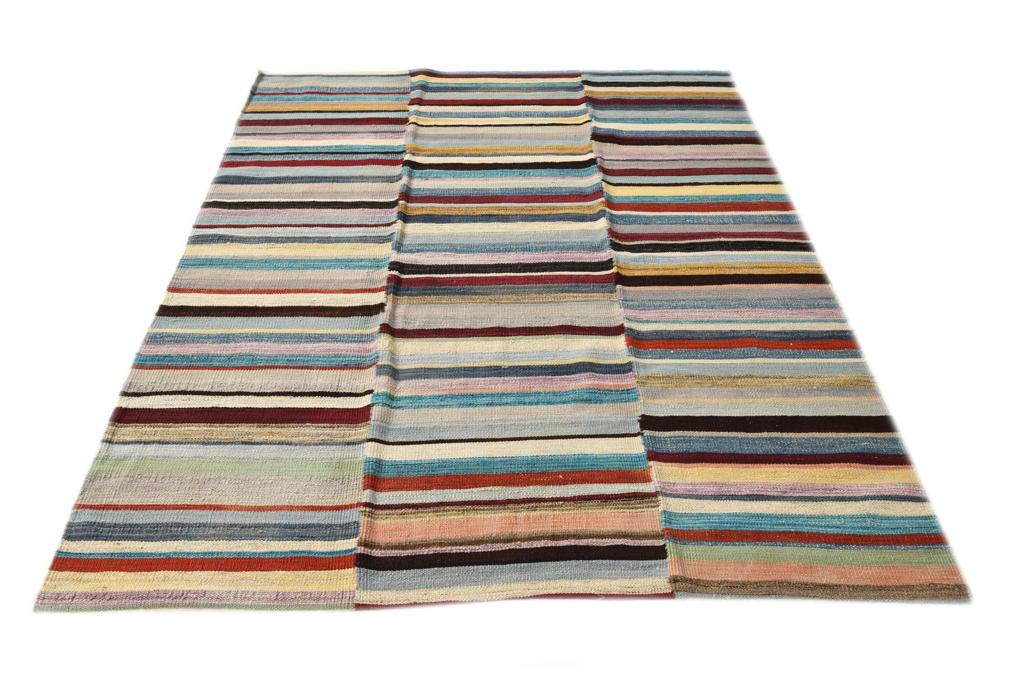 4' 9 x 6' 4 Hand Woven Kilim Modern Wool Rug