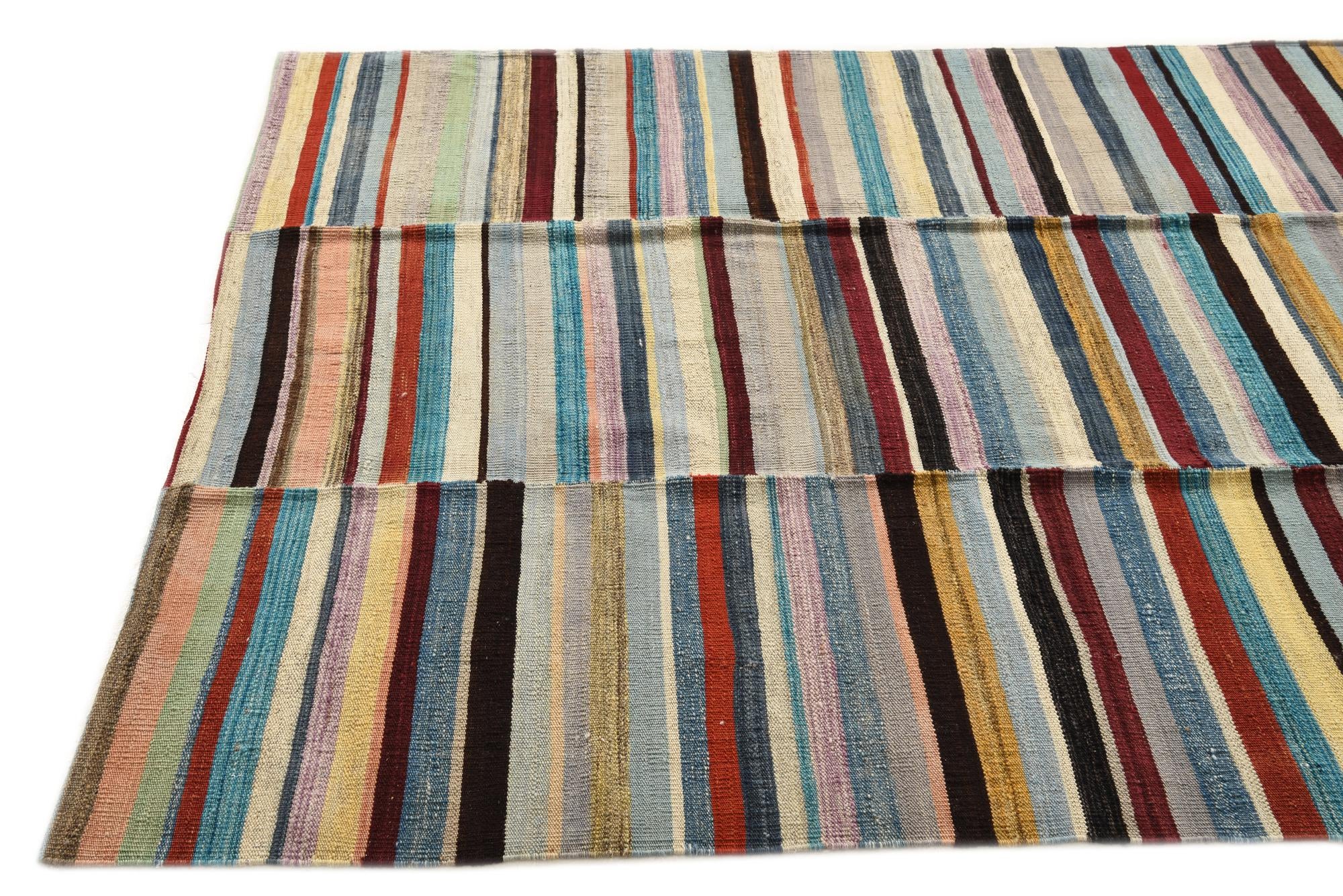 4' 9 x 6' 4 Hand Woven Kilim Modern Wool Rug
