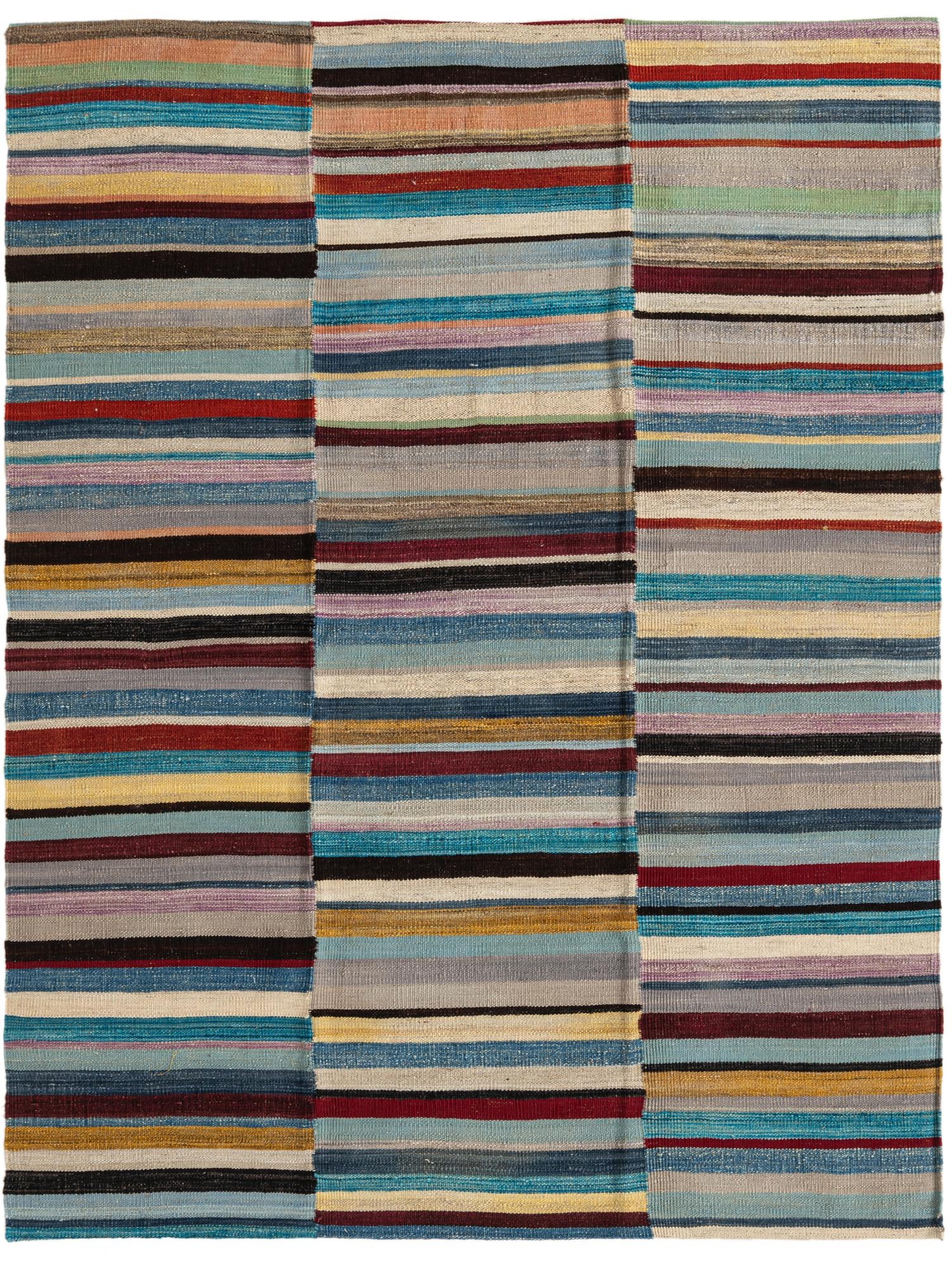 4' 9 x 6' 4 Hand Woven Kilim Modern Wool Rug