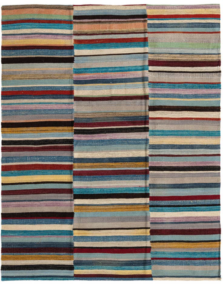 Detail image of 4' 9 x 6' 4 Hand Woven Kilim Modern Wool Rug