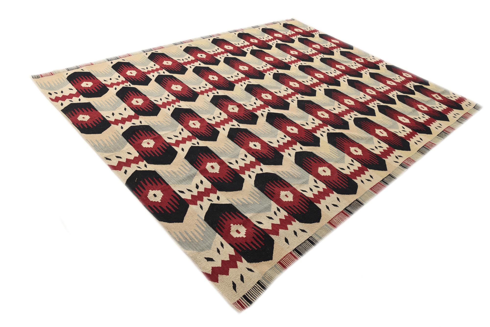 8' 10 x 11' 3 Hand Woven Kilim Modern Wool Rug